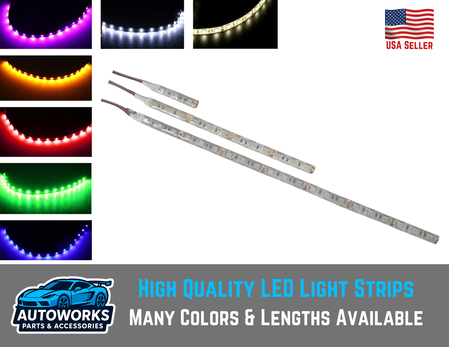 Bright Waterproof LED Light Strips - Many Sizes & Colors